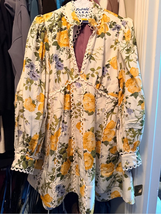 BHLDN Dresses & Skirts - BHLDN Yellow Floral Mini Dress with Purple Accents